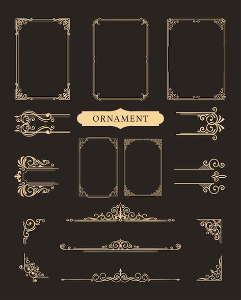 How To Draw Gold, Vintage Frame Design, Carte Harry Potter, Classic Ornament, Canva Frames, Card Frame, Keyword Elements Canva, Desain Buklet, Vector Frame