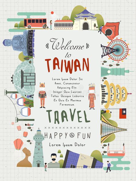 Travel Map Illustration, Travel Photography Europe, Travel Art Kit, Map Illustration, Travel Poster Design, Taiwan Travel, Tainan, Kaohsiung, Travel Map