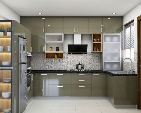 L Shape Kichen Desine Idea, C Shape Kitchen Design Modern, Simple L Shaped Kitchen, Uv Kitchen Design, Kitchen Laminates Design India, Modular L Shape Kitchen Design, C Type Kitchen Design, Latest Modular Kitchen Design L Shape, C Shape Kitchen Design Indian