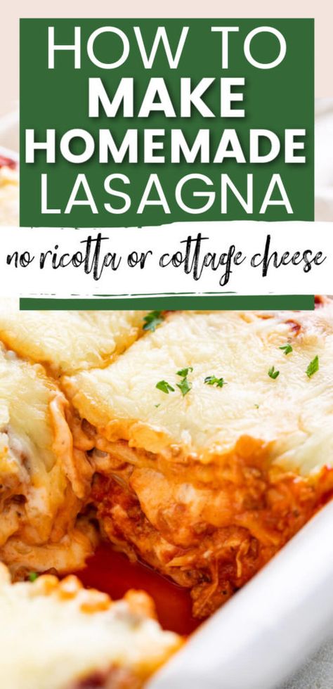 Lasagna Without Ricotta Cheese, Easy Lasagne Recipes, Lasagna Recipe Without Ricotta, Easy Homemade Lasagna, Casserole Beef, Recipes Using Cream Cheese, Recipes Lasagna, Lasagna With Ricotta, Homemade Lasagna Recipes