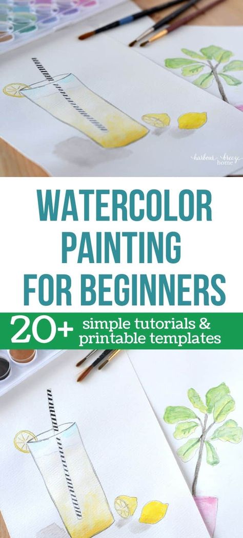 Discover the joy of painting with these easy watercolor painting ideas for beginners. Find easy tutorials plus helpful printable watercolor coloring pages. Beginning Watercolor, Watercolor Painting For Beginners, Tree Watercolor Painting, Learn Watercolor Painting, Watercolor Flowers Tutorial, Watercolor Beginner, Learn Watercolor, Watercolor Books, Watercolor Paintings For Beginners