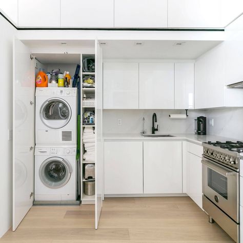 For many homebuyers, a washer and dryer are at the top of their must-have list ✔️ So, what if you find your dream home, but there is no washer and dryer to be found? Depending on the type of structure, you may still have the option to remedy the situation. Get our guide on how to add the units to your house or apartment. Washer And Dryer In Kitchen, Small Kitchen And Dining Room Ideas, Loft Renovation, Deep Closet, Deep Soaking Tub, Small Basements, Laundry Room Inspiration, Sleeping Loft, Dining Nook