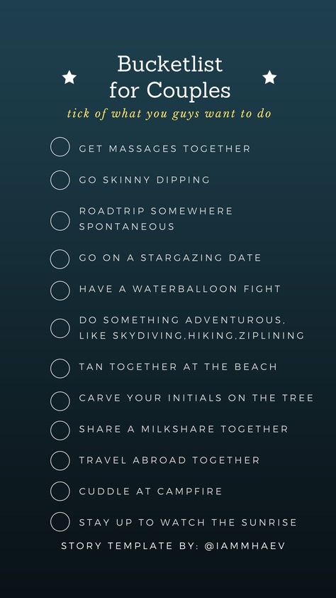 Places To Go With Boyfriend, Couple Checklist, Relationship Checklist, Relationship Bucket List, Relationship Journal, Creative Date Night Ideas, Romantic Date Night Ideas, Creative Dates, Couple Activities