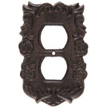 Rust Floral Swirl Cast Iron Outlet Plate Rustic Switch Plates, Electrical Outlet Covers, Outlet Plates, Downstairs Bathroom, Diy Projects Videos, Outlet Cover, Rustic Brown, Switch Plate, Outlet Covers