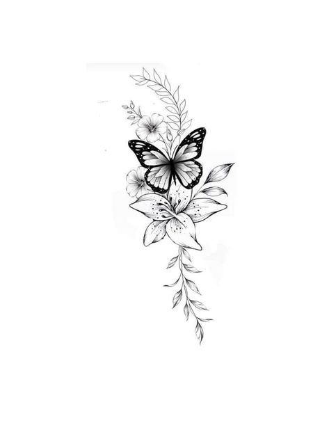 Flower Tattoos Thigh, Butterfly Thigh Tattoo, Butterfly With Flowers, Butterfly With Flowers Tattoo, Meaningful Wrist Tattoos, Rib Tattoos For Women, Floral Thigh Tattoos, Flower Thigh Tattoos, Girl Arm Tattoos