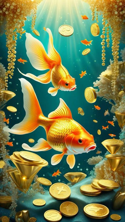 Golden Fish Wallpaper, Gold Fish Painting, Free Android Wallpaper, Lotus Wallpaper, Ikan Air Tawar, Monster Clipart, Koi Fish Drawing, Diwali Photography, Cute Owls Wallpaper