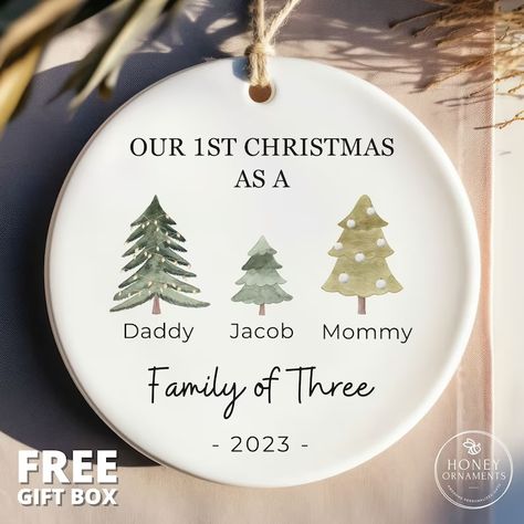 Baby's First Christmas Ornament, Family Of 3, Ornament Family, Family Of Three, Christmas Ornaments Gifts, Baby First Christmas Ornament, Baby Christmas, Family Ornament, Baby's First Christmas