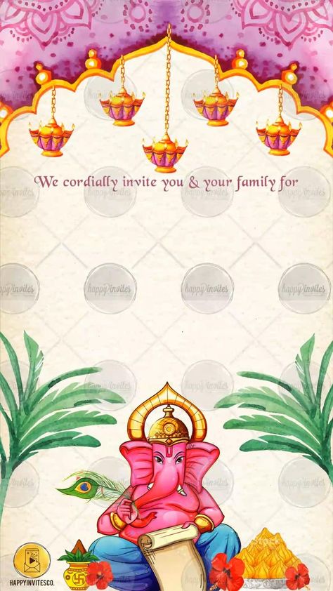 Ganpati Bappa Invitation Card | Ganesh Chaturthi Invite | Indian invitation cards, Indian wedding invitation card design, Housewarming invitation templates Ganpati Bappa Invitation Card, Ganesh Chaturthi Invitation Card, Ganpati Invitation Card, Housewarming Invitation Cards, Indian Invitation, Housewarming Invitation Templates, Free Invitation Cards, Hindu Wedding Invitation Cards, Invitation Card Maker