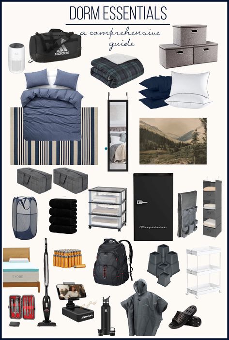 Dorm Essentials Guide College Dorm Room Ideas Guys, Student Dorm Room Ideas, Guy Dorm Room Decor, Men Dorm Room Ideas, Boy Dorm Room, Dorm Decor Guys, Men’s Dorm Room, Male Dorm Room Ideas Colleges, Men’s College Dorm Decor