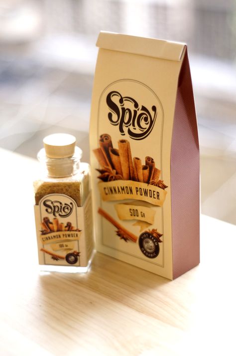 SPICY Packaging by Bigo Huy, via Behance Curry Powder Packaging Design, Spicy Packaging, Spice Packaging, Vodka Packaging, Attractive Packaging, Spices Packaging, Food Graphic Design, Snack Packs, Cinnamon Powder