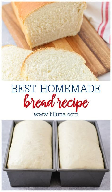 This BEST Homemade Bread recipe makes the most deliciously fluffy loaf of white bread. It tastes so much better than store-bought! #homemadebread #bread #whitebread #breadrecipes Basic White Bread Recipe, Best Homemade Bread, Homemade Sandwich Bread, Sandwich Bread Recipe, Best Homemade Bread Recipe, Keto Friendly Bread, Homemade White Bread, Lil Luna, White Bread Recipe