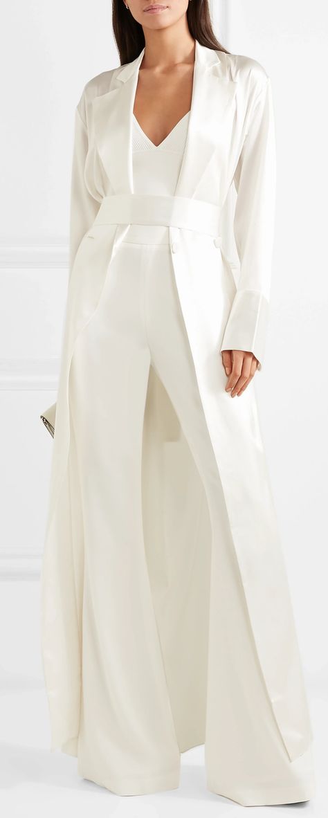 Witches Robes, Wizarding Fashion, Women Suits Wedding, Pull Mohair, Bianca Jagger, Bridal Jumpsuit, Wedding Jumpsuit, Brandon Maxwell, Jumpsuit Elegant