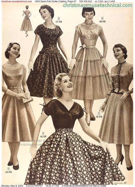 1955 Sears Fall Winter Catalog, Page 57 - Catalogs & Wishbooks 1950 Fashion Women, 1950s Winter Fashion, Housewife Dress, 1950 Women, 1950s Woman, 1950s Fashion Women, Fashion 1950, 1950’s Fashion, 1950 Fashion