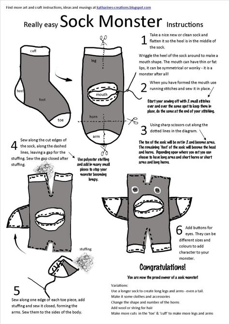 Sock Monster Diy How To Make, Monster Socks, Sock Monsters, Diy Sock Toys, Sock Monster, Sock Dolls, Sock Doll, Sock Toys, Diy Socks