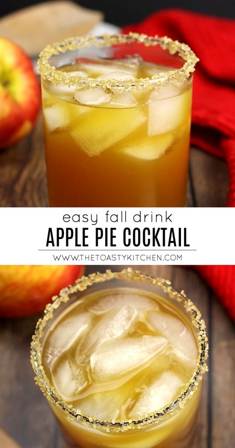 Apple Pie Cocktail by The Toasty Kitchen #cocktail #alcoholic #drink #recipe #fall #thanksgiving #halloween #applepie #applepiecocktail #applecider #apple Thanksgiving Alcohol, Alcoholic Drink Recipe, Apple Pie Drink, Cinnamon Cocktail, Alcohol Shots, Apple Pie Cocktail, Fall Cocktails Recipes, Thanksgiving Drinks, Thanksgiving Cocktails