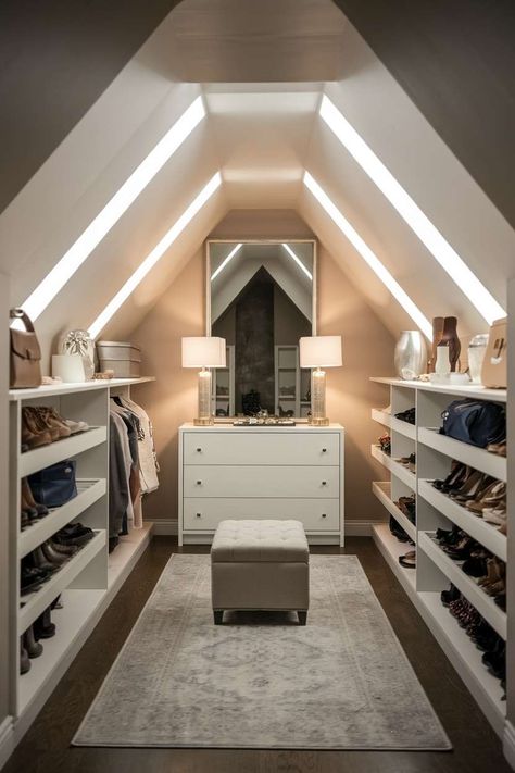 20 Low Ceiling Small Attic Room Ideas – Maximize Space Guest Room Slanted Ceiling, Attic Spaces Low Ceiling Storage, Attic Arcade Room, Slanted Closet Ideas Sloped Ceiling, Attic Spaces Low Ceiling, Slanted Closet Ideas, Attic Dressing Room, Attic Closet Ideas Angled Ceilings, Room Ideas Attic