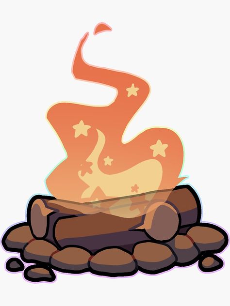 "CAMPFIRE 2023" Sticker for Sale by CampPrideMerch | Redbubble Campfire Drawing Reference, Camping Scene Drawing, Campfire Doodle, Cartoon Campfire, Campfire Illustration, Campfire Aesthetic, Campfire Art, Campfire Drawing, Fantasy Objects