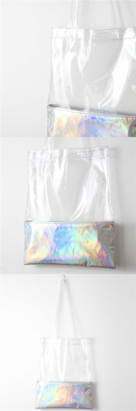 Get well prepared for Summer Travel and Rainy Days! Plain clear bags hologram plastic tote bag summer beach bag#clearbag #summer #beachbag #beach #pvc #pvcbag #transparentbag Summer Friday, Flower Clutch, Tote Bag Summer, Summer Beach Bag, Pool Bag, Summer Fashion Accessories, Holography, Work Tote Bag, Beach Tote Bag