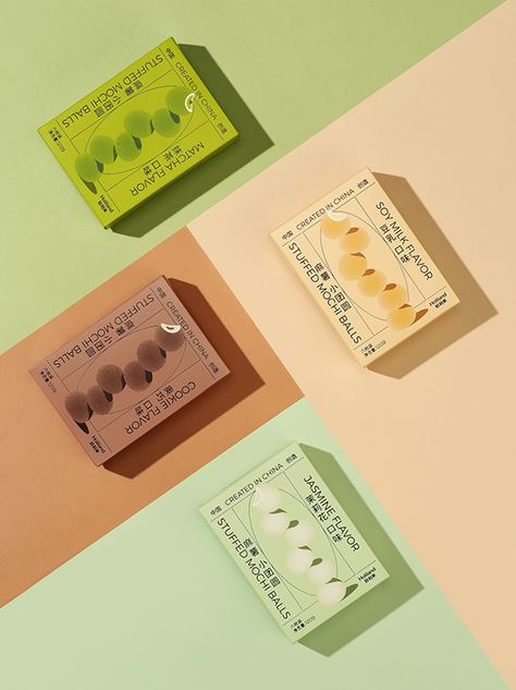 Mochi Packaging, Mochi Balls, Snack Packaging, Box Packaging Design, Packing Design, Tea Packaging, Packaging Labels Design, Creative Packaging Design, Creative Packaging