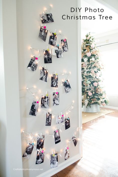 Christmas Photo Display, Hanging Christmas Cards, Photo Christmas Tree, Floral Christmas Tree, Christmas Card Display, Christmas Trivia, Simple Christmas Decor, Photo Christmas, Diy Christmas Cards