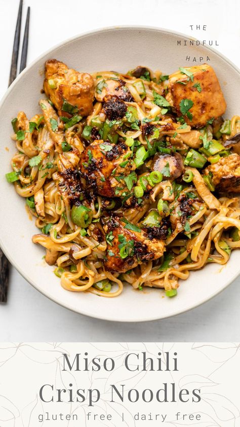 Chili Crisp Noodles, Spicy Chili Crisp, Seared Tofu, Peanut Butter Noodles, Butter Noodles, Green Curry Sauce, Chili Crisp, Grilled Tofu, Buttered Noodles