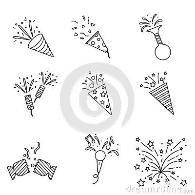 Fireworks Doodle, Confetti Drawing, Firework Doodles, Firework Illustration, Confetti Illustration, Fireworks Illustration, Firework Tattoo, Drawings Techniques, How To Draw Fireworks