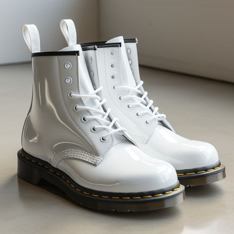 White Doc Martens: 7 Crazy Ways to Style these Iconic Boots! Tying back your laces and stepping out in white Doc Martens reminds us of that rebellious spirit; that punk-rock panache that stood at the for... #paradoxmagazine White Doc Martens Outfit, Young Cher, Doc Martins Boots, Doc Martens Women, White Doc Martens, Timeless Boots, Doc Martens Outfit, Trendy Trouser, Doc Martens Boots