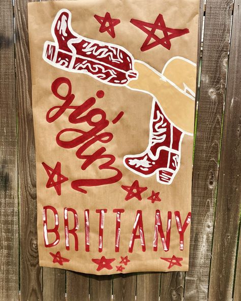 The cutest banners for these triplets!! 🤍 Gameday Banner, Grad Banner, Football Wags, Cute Banners, July 1, Cowgirl Boots, Event Planning, The Cutest, Banners