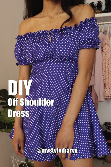 off shoulder dress Off The Shoulder Grad Dress, Off The Shoulder Dress Pattern Free, Off The Shoulder Dress Pattern, How To Sew Off Shoulder Dress, Off The Shoulder Sleeve Pattern, Off Shoulder Pattern Drafting, Summer Dress Patterns Free, Off Shoulder Diy, Grad Dresses Short