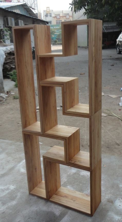 Tetris Bookshelf, Regal Design, Wall Shelves Design, Bookshelf Design, Living Room Partition, Living Room Partition Design, Ooty, Room Partition Designs, Partition Design