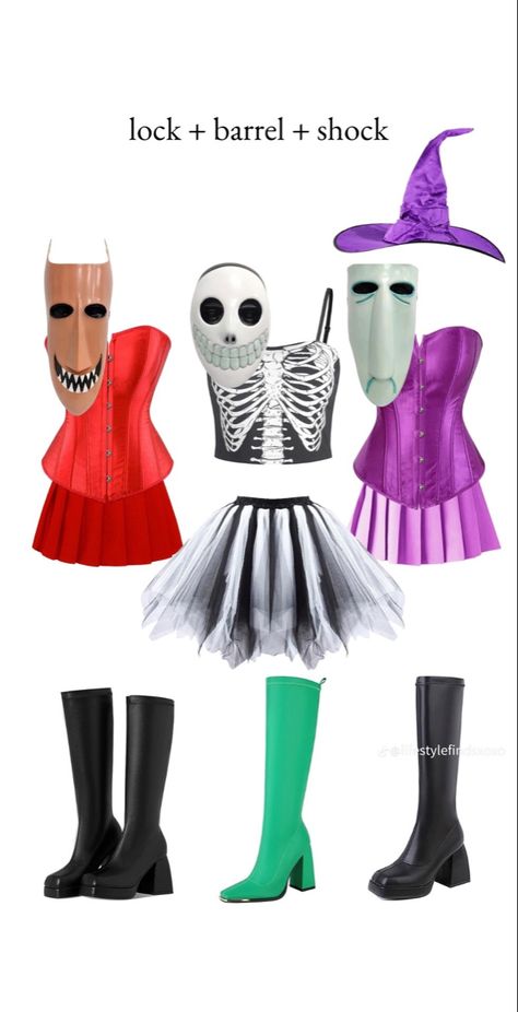 Fun Halloween Outfits, Basic Halloween Costumes, Nightmare Before Christmas Costume, Trio Halloween Costume, Trio Costumes, Halloween Costume Ideas For Couples, Cute Group Halloween Costumes, Costume Ideas For Couples, Classy Halloween Costumes