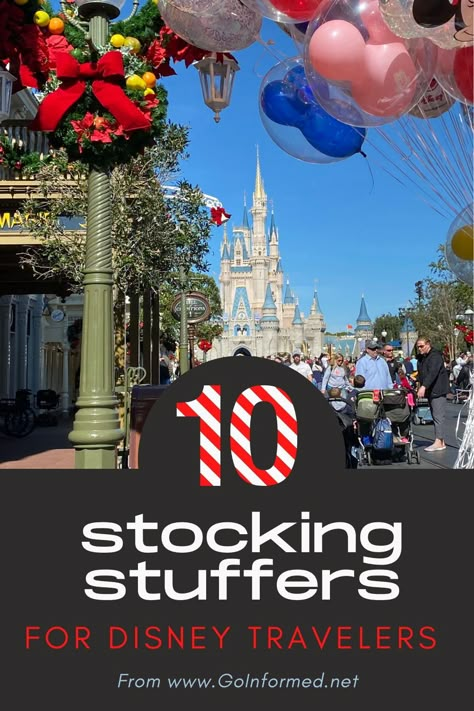 Enhance their vacation with these 10 practical and delightful stocking stuffer gifts for Disney-bound travelers. From GoInformed.net. Christmas Gifts For Disney Trip, Disney World Christmas Gift Ideas, Disney Vacation Christmas Gift, Disney Trip Gift Basket, Disney Christmas Gift Ideas, Disney Trip Surprise Box Ideas, Disney Trip Christmas Present, Disney Gift Basket, Disney Vacation Surprise