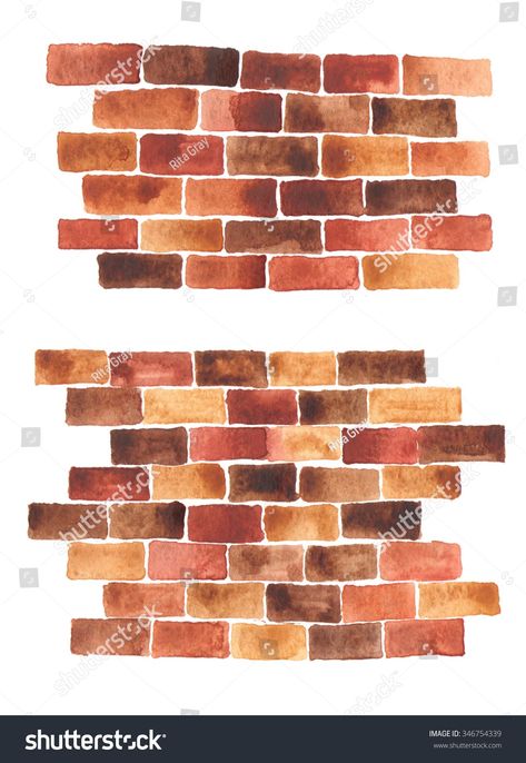 Find Bricks Wall Watercolor Background stock images in HD and millions of other royalty-free stock photos, 3D objects, illustrations and vectors in the Shutterstock collection. Thousands of new, high-quality pictures added every day. Brick Wall Watercolor, How To Paint Brick Wall, How To Draw Bricks, Bricks Watercolor, Brick Wall Painting Ideas, Brick Artwork, Brick Watercolor, Bricks Painting, Brick Drawing