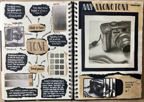 Mood Book Ideas, Gcse Art Sketchbook Development, Edward Weston Gcse Art, Gcse Art Light And Dark, Graphic Design Gcse Sketchbook Ideas, Colour Art Page Gcse, A Level Art Final Piece Plan, Fine Art Gcse Sketchbook Ideas, Tonal Studies Gcse Page