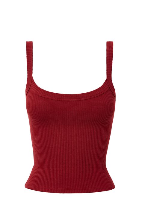 Riri Scoop Neck Tank Riri Scoop Tank Top, Cute Simple Crop Tops, Riri Scoop Tank, 2000s Tops Aesthetic, Dark Red Tank Top, Basic Outfit Pieces, Clothes With White Background, Red Outfits Casual, Y2k Clothes Png