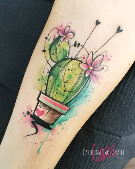 Cool Cactus Tattoo, Cactus Best Friend Tattoo, Succulent Back Tattoo, Cactus Shoulder Tattoo, Cute Cactus Tattoo, Cactus Tattoo Design, Arizona Tattoo Ideas, Cactus Flower Tattoo, Tattoo Cactus