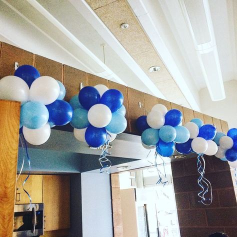 Balloon Clusters From Ceiling, Balloon Cluster Ideas, Small Balloon Clusters, Themed Balloon Garland, Gracie Corner, One Year Birthday Party, Family Reunion Decorations, Fiesta Bluey, Park Birthday Party