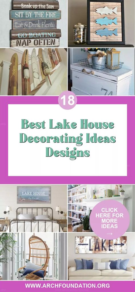 18 Simple and Stylish Lake House Decor Ideas for a Comforting Retreat Decorating Lake House, Diy Lake House Decor, Small Lake House Interior, River House Decorating Ideas, Small Lake Cottage Interiors, Lake House Decorating Ideas, Lake House Bedroom Ideas, Lake House Decorating, Lake House Bedroom Decor