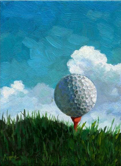 Mighty Golf Ball #1 Golf Paintings, Golf Drawing, Golf Artwork, Golf Painting, Golf Pictures, Golf Green, Golf Art, Greeting Card Art, Cute Canvas Paintings