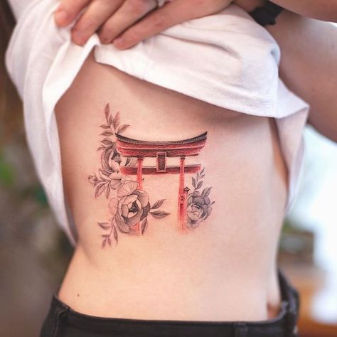 Torii Gate Tattoo, Gate Tattoo, Tebori Tattoo, Chinese Character Tattoos, Disney Inspired Tattoos, Becoming A Tattoo Artist, L Tattoo, Torii Gate, Small Wrist Tattoos