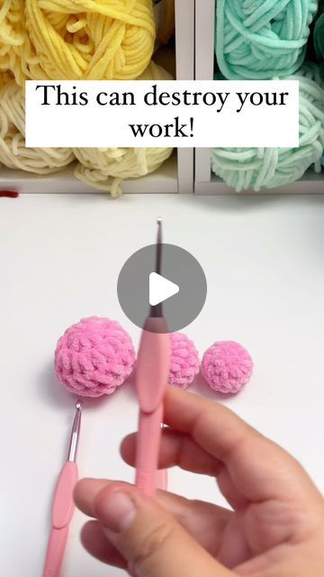 DEcrochetbysisters | crochet patterns and plushies on Instagram: "I warned you… 🥲  Using a hook that’s too small can result in stiff stitches, making your stitches almost invisible and difficult to work with.  On the other hand, using a hook that’s too large can lead to loose stitches, creating gaps in your work.  So, how do you know what hook size is right? It’s all about matching your hook size to your yarn weight. Check the label on your yarn for recommendations  another helpful method to choose the perfect hook size is to match the thickness of your yarn with the size of your hook.  #crochet #handmade #crochetersofinstagram #amigurumi #crochetlove #crocheting #yarn  #instacrochet #handmadewithlove #crochetinspiration #crochetlover #amigurumilove #amigurumis #crocheted" How To Hold Crochet Hook And Yarn, How To Make Plushies, Things To Crochet With Chunky Yarn, Thick Yarn Crochet Patterns, Crochet Thick Yarn, Check The Label, Hook Crochet, Crochet Ball, Thick Yarn