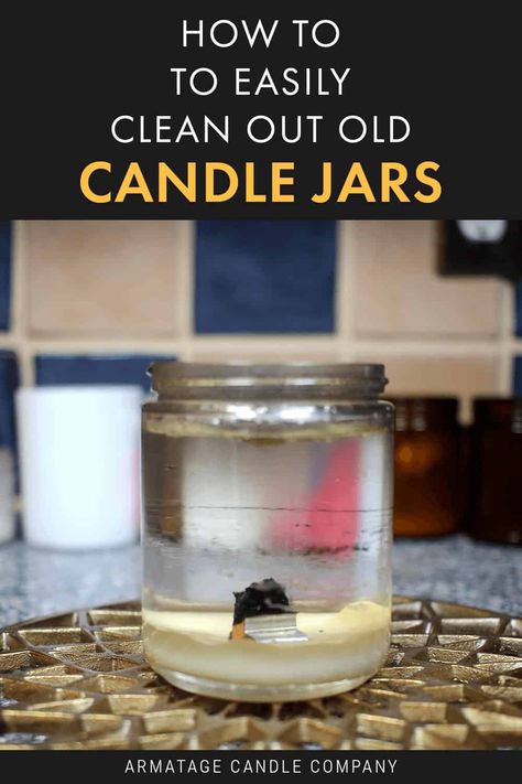 Pin me! Clean Candle Jars, Recycled Candle Jars, Reuse Candle Jars, Homemade Candle Recipes, Candle Diy Mason Jar, Candle Reuse, Old Candle Jars, Diy Candles Homemade, Wax Candles Diy