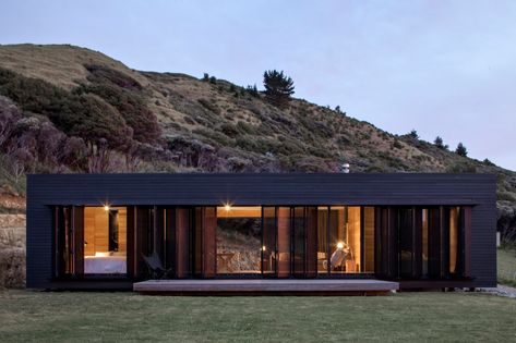 An Off-the-Grid Cottage in New Zealand, Available for Rent - Remodelista Single Floor House Design, New Zealand Architecture, Off Grid House, Flat Roof House, Residential Building Design, New Zealand Houses, Small House Design Plans, Casa Container, Cabin Plans