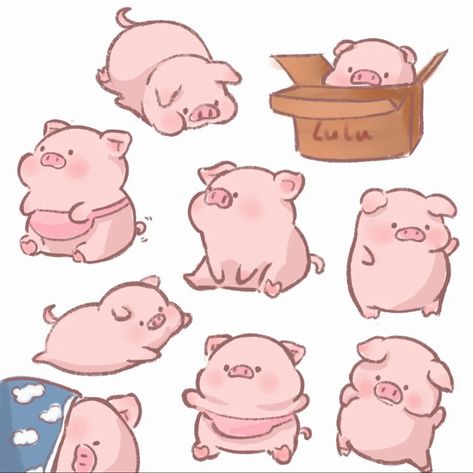 Pig Illustration, Cute Kawaii Animals, Kawaii Illustration, Cute Piggies, Cute Animal Drawings Kawaii, Cute Doodles Drawings, Cute Kawaii Drawings, Cute Doodle Art, Cute Pigs