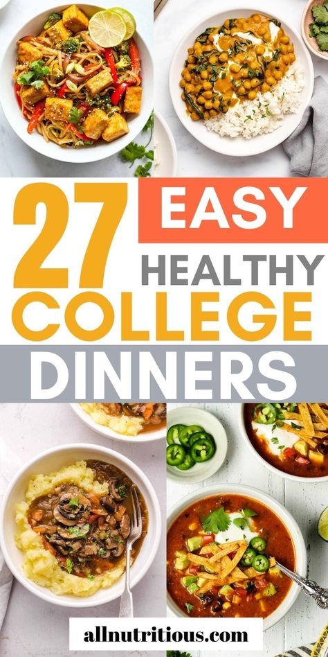 If you are looking for the best easy healthy dinners to make at college this year you need to see these easy college dinner recipes. These healthy college meal ideas are perfect to make on busy days full of lectures. Cheap Dinner Recipes For One, Cheap Healthy Dinners For One, Cheap College Dinners, College Dinner Ideas Simple, Healthy Dinner Recipes College Students, Easy College Apartment Meals, Simple College Dinners, Simple College Meals Easy Dinners, College Meal Ideas Easy Dinners