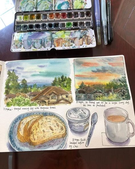 Weekend Journal, Travel Sketchbook, Watercolor Journal, Sketchbook Art Journal, Watercolor Sketchbook, Watercolor Illustrations, Pen And Watercolor, Watercolor Sketch, Urban Sketching