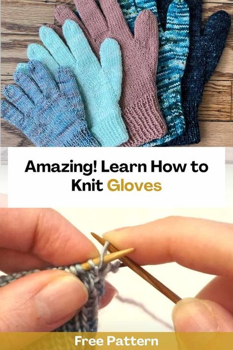 Amazing! Learn How to Knit Gloves How To Knit Gloves For Beginners, Free Glove Knitting Patterns, Knitted Gloves Free Pattern, Wallet Ideas, Knitting Gloves, Knitting Gloves Pattern, Toddler Gloves, Granny Stripe, Stripe Crochet