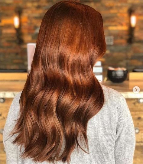 Head-Turning Red Hair Color Formula - Hair Color - Modern Salon Copper Red Formula, Auburn Hair Formula Wella, Cooper Red Hair Color Formula, Ginger Auburn Hair, Brunette Turned Redhead, Dark Copper Red Hair Color Formula, Copper With Red Undertones, Multi Tonal Red Hair, Rarest Hair Color