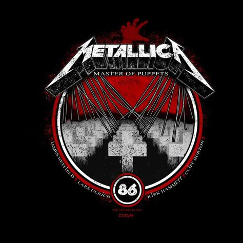 Logo de la banda americana Metallica y su representativa cancion "Master Of Puppets" #Metallica #Master of Puppets Metallica Logo Design, Master Of Puppets Metallica, Metallica Master Of Puppets, Wood Clock Design, Metallica Logo, Metallica Art, Heavy Metal Art, Master Of Puppets, Rock Band Tees