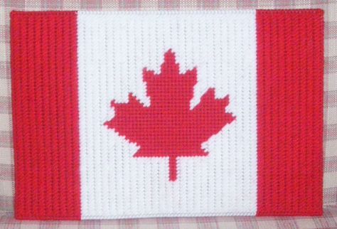 Canada Flag done in Plastic Canvas Plastic Canvas Flags, Retro Trailer, Belgium Flag, Cricut Explore Projects, Plastic Mesh, Flag Pattern, Canadian Flag, Canvas Ideas, Plastic Canvas Crafts